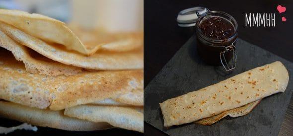 Crêpes gourmandes et leur pâte à tartiner choco/coco (sans gluten/sans lactose)